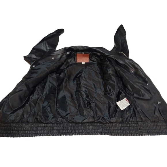 Miss London Women's Black Faux Leather Bomber/Biker Jacket Size M - Picture 7 of 9